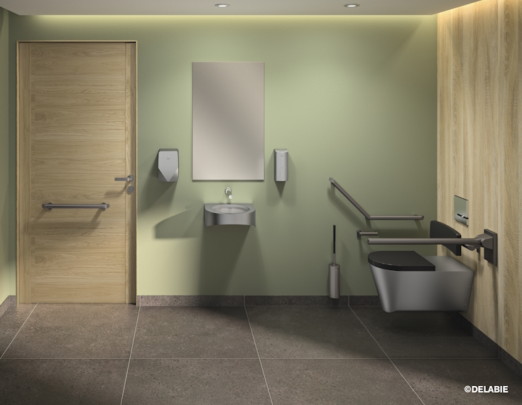 Toaleta dla osób z niepełnosprawnością na stacji paliw©DELABIE